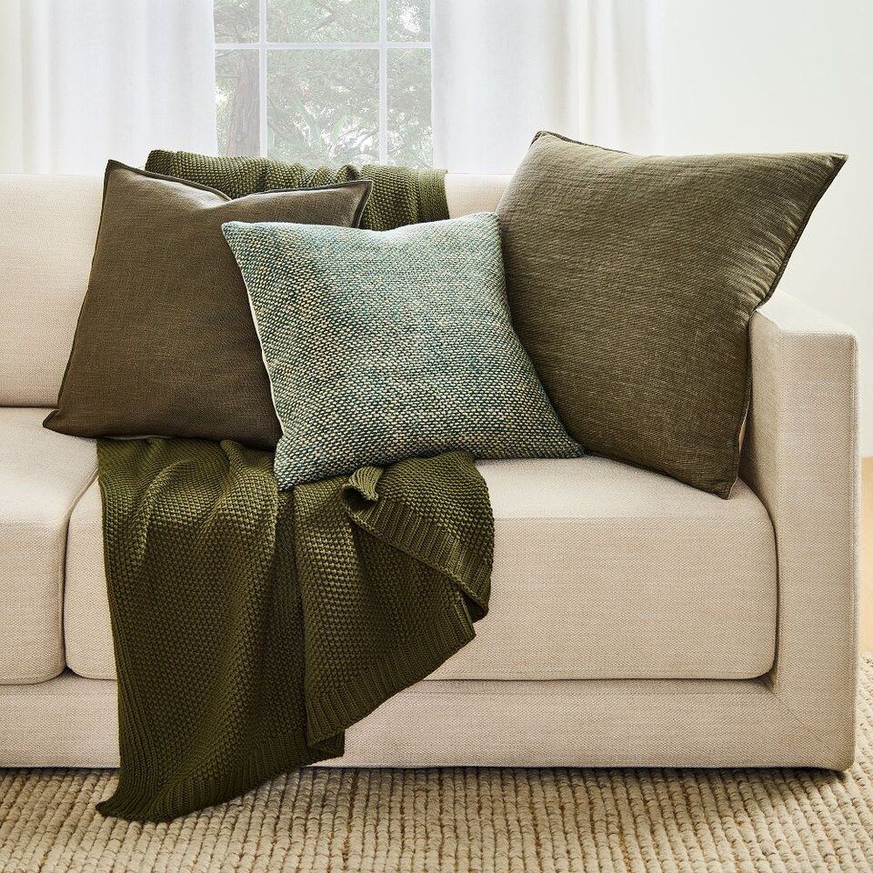 Two Tone Chunky Linen Cushion Cover West Elm UK